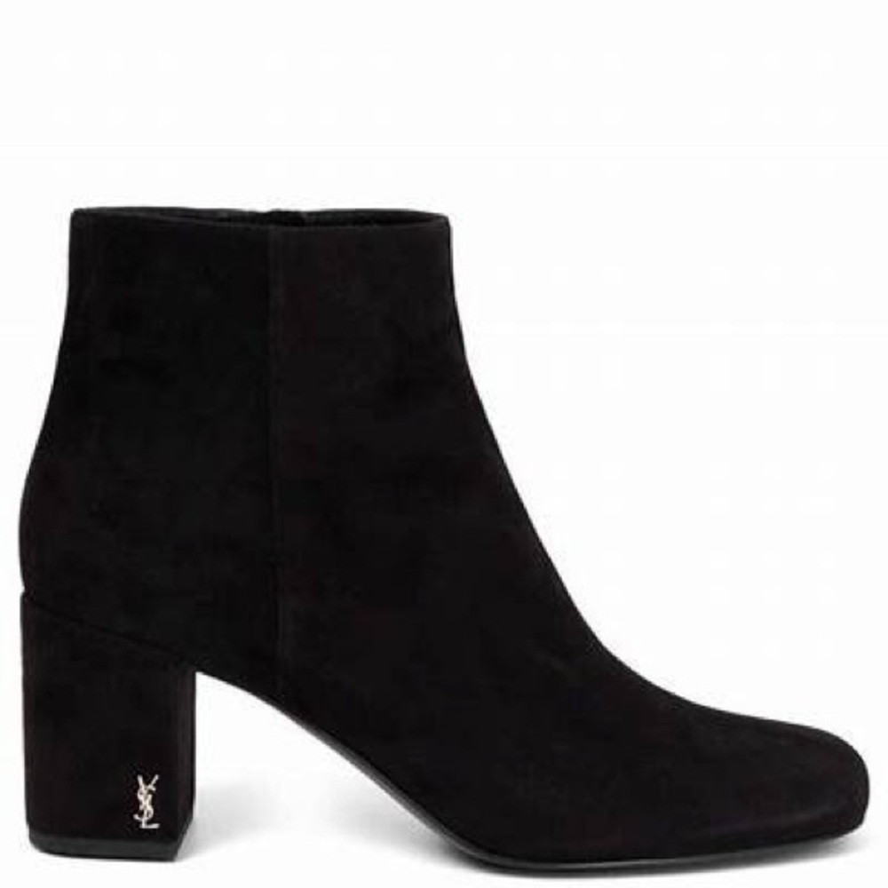 Saint Laurent/YSL Black Suede Lou Ankle Block Heels EUR 38/US 7.5